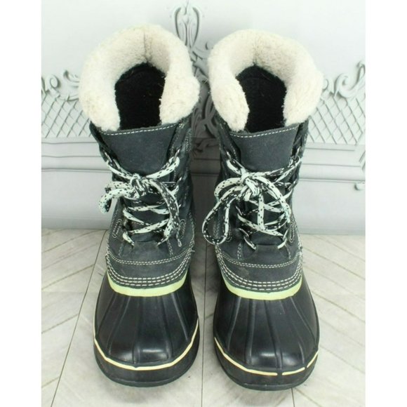 LL Bean Black Suede Removable Lining Insulated Duck Boots Size 6 M - Picture 5 of 9